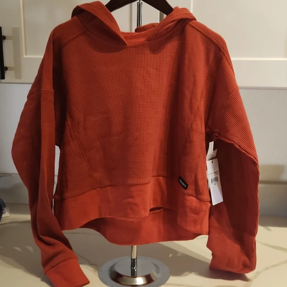 Kendall +‎ Kylie Hoodie Waffle Knit Boxy Lounge top sz M - Picture 2 of 5